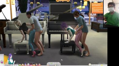 The Sims 4:6 people playing the piano for sex