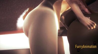 Furry Hentai - 2 Dogs Fucking in a table