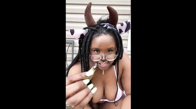 Thick Cow Smokes Weed And Pees Outside