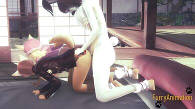 Furry Hentai Bisexual - Rabbit fucks 2 Foxs (Foxy and Fox)