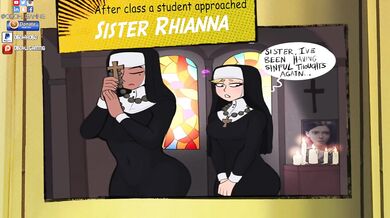 Confession booth! Animated Big Booty Nun Spanks School Girl front of Class