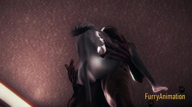 Furry Hentai - Beast and Black Cat having wild sex end crempie