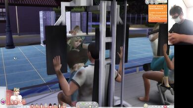 The Sims 4:6 people gym weightlifting machine training sex