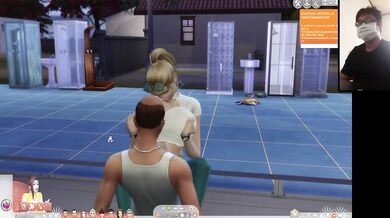 The Sims 4:6 people gym weightlifting machine training sex