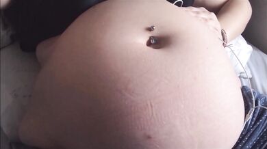 Swollen Belly Girl Stuffed Belly Gurgles Compilation