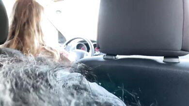 Black BBW sucks Daddy's cock while wife drives, shows big tits