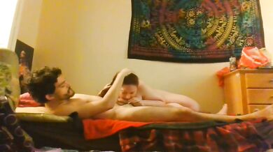 Horny couple fucks until creampie