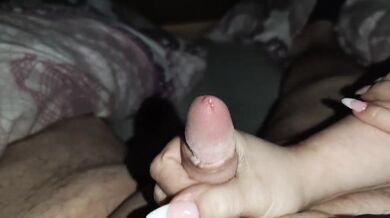 I spoiled his balls with my long french nails
