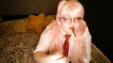 Naughty Schoolgirl Sugar Dandy Smokes a Blunt