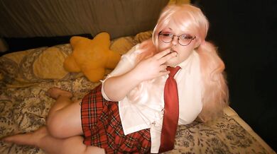 Naughty Schoolgirl Sugar Dandy Smokes a Blunt
