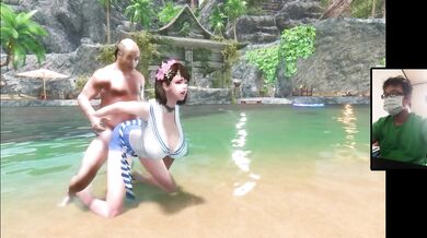 The Elder Scrolls 5:The beach to enjoy the beauty of the moon and huge breasts goddess sex