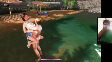 The Elder Scrolls 5:The beach to enjoy the beauty of the moon and huge breasts goddess sex