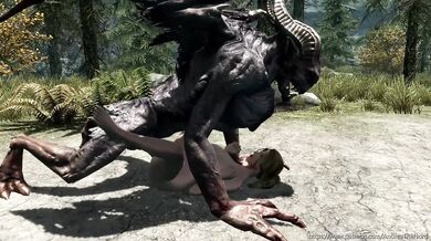 Blonde Skyrim Babe Meets Demon Monster