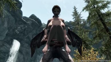 Blonde Skyrim Babe Meets Demon Monster