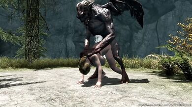 Blonde Skyrim Babe Meets Demon Monster