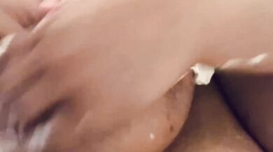 Watch me try to suck off whip cream on HUGE NATURAL TITS