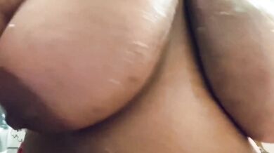 Watch me try to suck off whip cream on HUGE NATURAL TITS