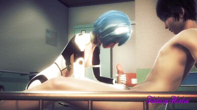 Evangelion Hentai 3D - Rei Jerk off Shinji and cum in her face