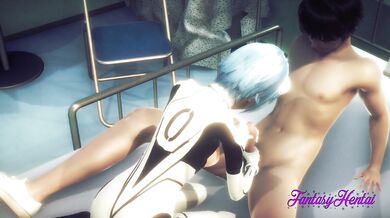 Evangelion Hentai 3D - Rei Jerk off Shinji and cum in her face