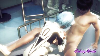 Evangelion Hentai 3D - Rei Jerk off Shinji and cum in her face