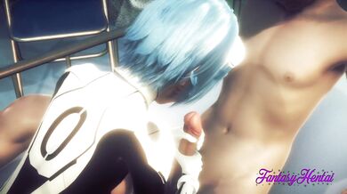 Evangelion Hentai 3D - Rei Jerk off Shinji and cum in her face