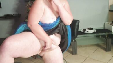 Big fat slut smoking a cigarette in her tutu skirt | showing off ass and pussy