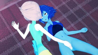 Lapis and Pearl fucking upstairs, licking pussy and tribbing - Steven Universe Hentai.