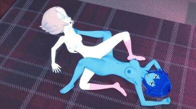 Lapis and Pearl fucking upstairs, licking pussy and tribbing - Steven Universe Hentai.