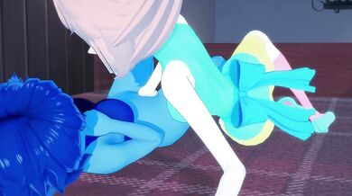 Lapis and Pearl fucking upstairs, licking pussy and tribbing - Steven Universe Hentai.