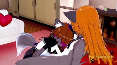 Furry Hentai 3D Yiff - 2 Grey Fox Have Sex in a Couch