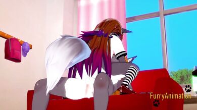 Furry Hentai 3D Yiff - 2 Grey Fox Have Sex in a Couch