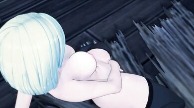 Android 18 fingers her pussy in a secluded getaway - Dragonball Hentai.