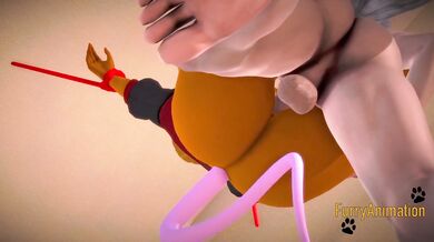 Furry Hentai 3D Yiff - Mouse is fucked on a sex swing by a fox man
