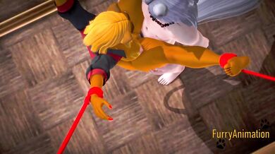Furry Hentai 3D Yiff - Mouse is fucked on a sex swing by a fox man