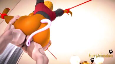 Furry Hentai 3D Yiff - Mouse is fucked on a sex swing by a fox man
