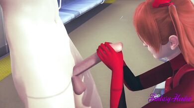Evangelion Hentai - Shinji Hard Sex With Asuka in a Train