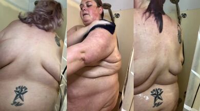 hairy ssbbw takes a shower