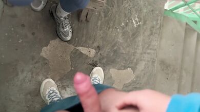 Fucking my friend's wife in the elevator and in the entrance in the middle of the day, while he watches football at home