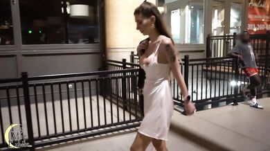 Hubby has me strip naked in the street to put on slutty dress for the bar