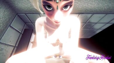 Frozen Hentai - POV Elsa is Fucked in a Toilet