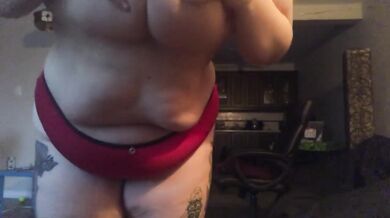 Chubby transboy stripping and blazing