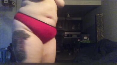 Chubby transboy stripping and blazing