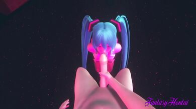 Vocaloid Hentai - POV Miku Blowjob in a Striptease Club
