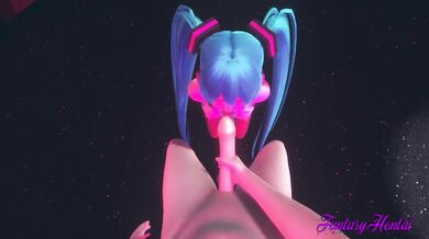 Vocaloid Hentai - POV Miku Blowjob in a Striptease Club