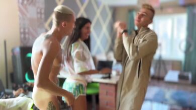 Student bisexual party - guys fuck each other and a sexy slut's pussy