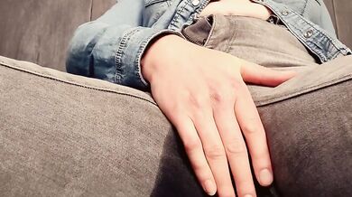 BBW moaning from extreme pee desperation, jeans wetting and masturbating