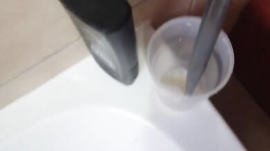 Chubby teen gets a milk enema in her asshole | fat ass