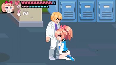 BONUS Lewd City Girls [Hentai pixel game] Deepthroat and cum in mouth scene