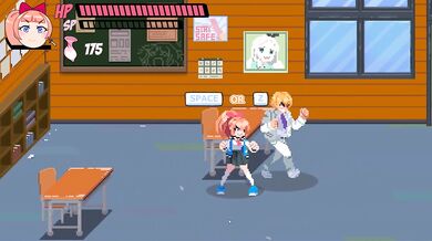 BONUS Lewd City Girls [Hentai pixel game] Deepthroat and cum in mouth scene