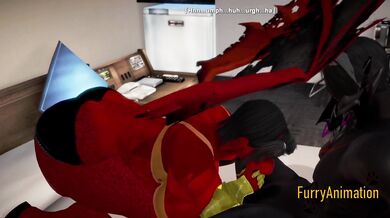 Furry Hentai 3D Yiff - Dark Wolf & Red Dragon Hard Sex